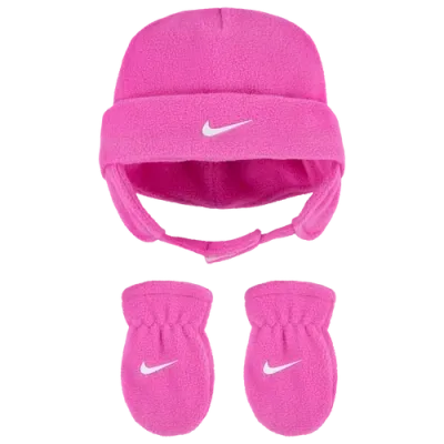 Nike Girls Infant   Swoosh Baby Fleece Cap Set In Pink