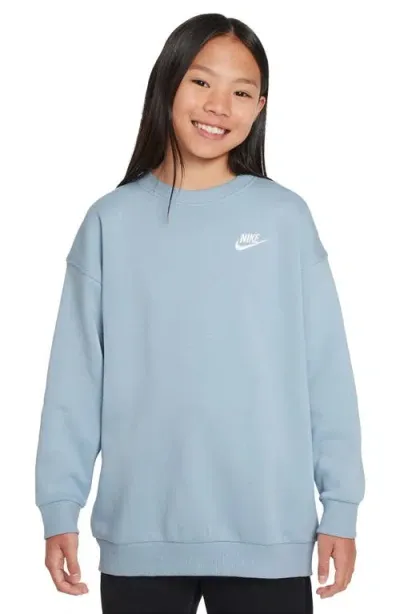 Nike Kids' Sportswear Club Fleece Sweatshirt In Armory Blue/white