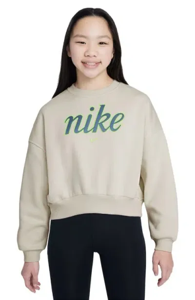 Nike Kids' Sportswear Graphic Sweatshirt In Light Bone/volt