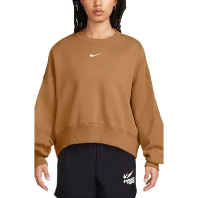 Nike Phoenix Fleece Crewneck Sweatshirt In Flax/sail