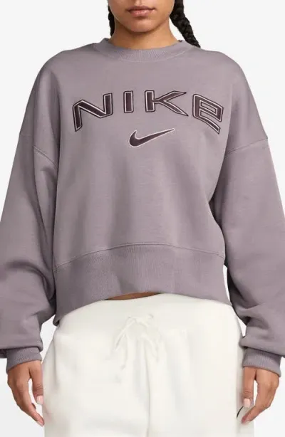 Nike Phoenix Oversize Logo Fleece Sweatshirt In Light Violet