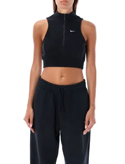 Nike Sportswear Chill Terry Cropped Tank Top In Schwarz