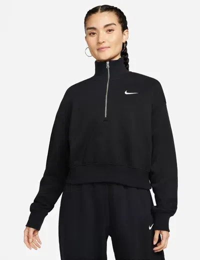 Nike Sportswear Phoenix Fleece Crop Sweatshirt In Black