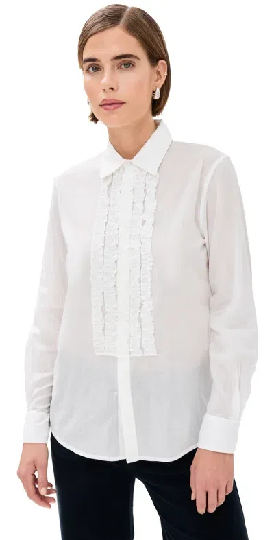 Nili Lotan Nathael Ruffle Shirt Ivory In Multi