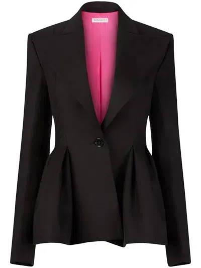 Nina Ricci Peplum Hem Wool Blazer In Black