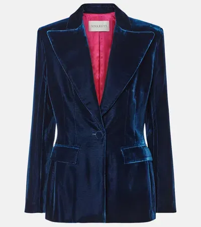 Nina Ricci Fluid Velvet Blazer In Blue