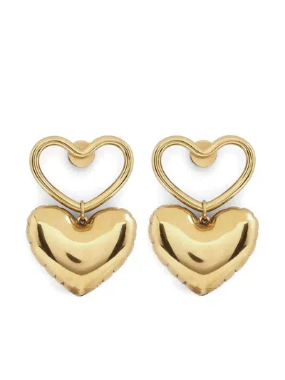 Nina Ricci Heart Charm Dangle Earrings In Gold