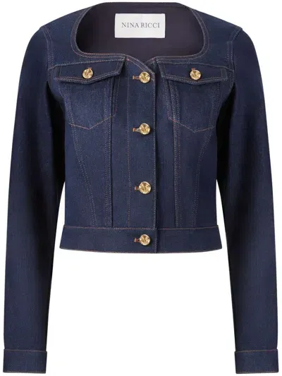 Nina Ricci Sweetheart Denim Jacket In Blue