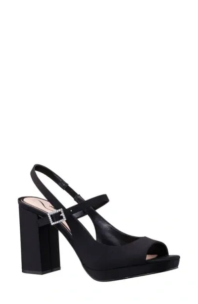 Nina Simeon Slingback Peep Toe Platform Sandal In Black