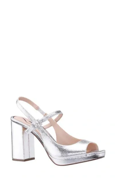 Nina Simeon Slingback Peep Toe Platform Sandal In Silver