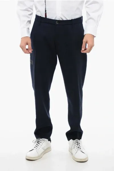 Nine In The Morning Virgin Wool Stretch Pants With Laser Pocket In Black