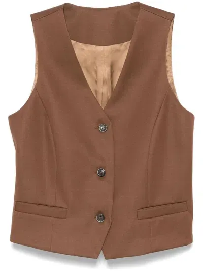 Nine In The Morning Wool Waistcoat In Brown