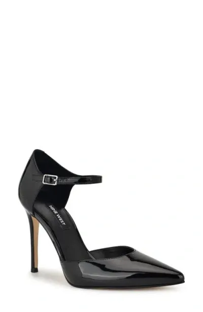 Nine West Fiere Ankle Strap Pointed Toe Pump In Black