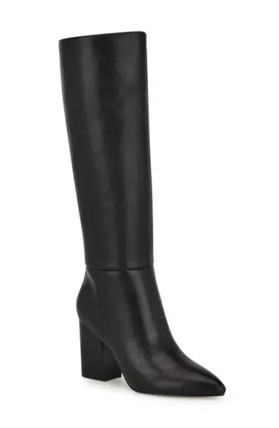 Nine West Peachey Pointed Toe Knee High Boot In Black