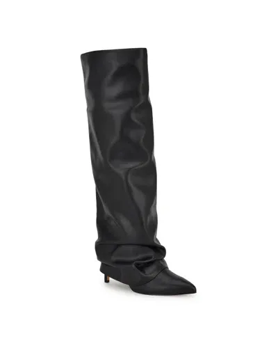 Nine West Women's Randee Pointy Toe Slouchy Knee High Boots In Black