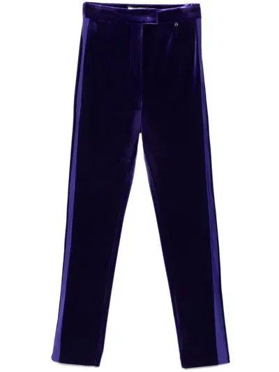 Nissa High-waist Velvet Trousers In Purple