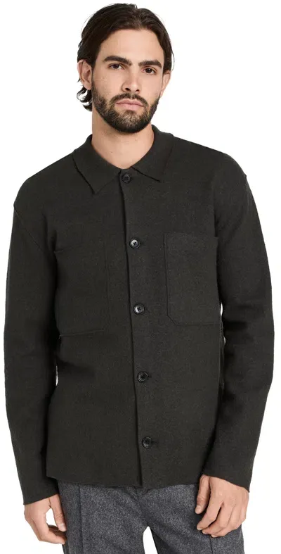 Nn07 Jonas Boiled Wool Shirt Jacket Dark Army