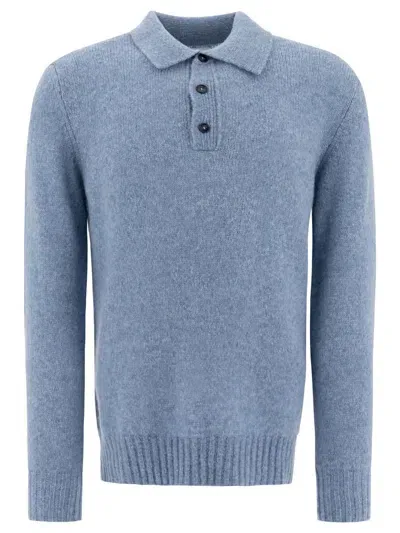 Nn07 Nn.07 "lee" Merino Wool-blend Polo Sweater In Blue