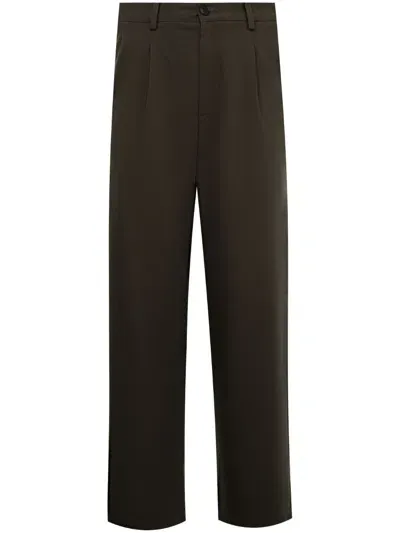 Noah Ny Twill-weave Pleated Trousers In Green