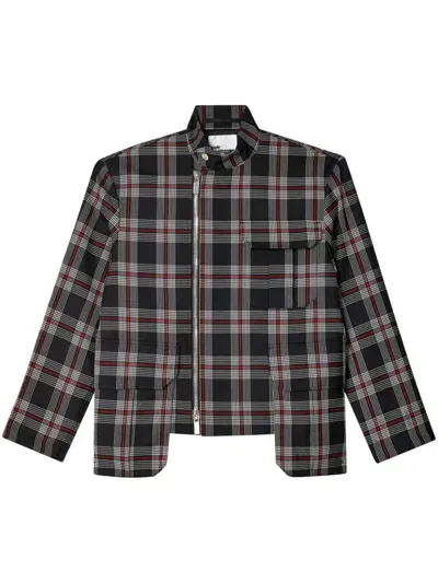 Noir Kei Ninomiya Plaid Wool-blend Jacket In Black