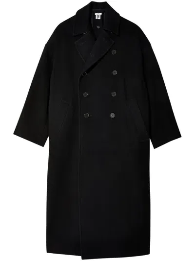 Noir Kei Ninomiya Wool-blend Double-breasted Coat In Black