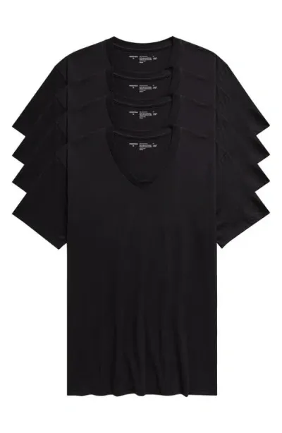 Nordstrom 4-pack Regular Fit Supima® Cotton V-neck T-shirts In Black