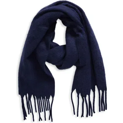 Nordstrom Brushed Fringed Scarf In Blue