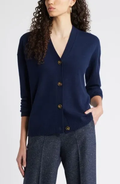 Nordstrom Cashmere Drop Shoulder Cardigan In Blue