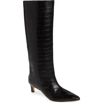 Nordstrom Dauphine Kitten Heel Knee High Boot In Black Croco