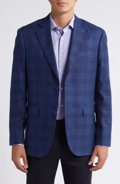 Nordstrom Deco Check Cotton & Linen Sport Coat In Navy- Blue Basket Pane