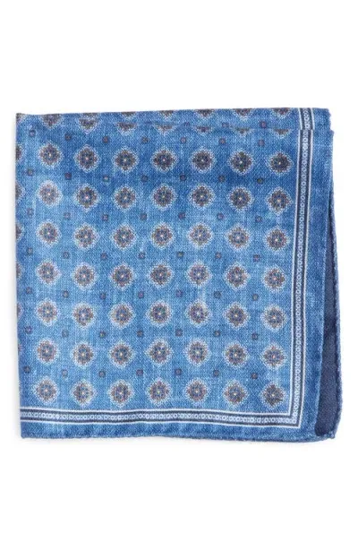 Nordstrom Diamond Medallion Silk Pocket Square In Blue