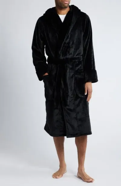 Nordstrom Fleece Hooded Robe In Black