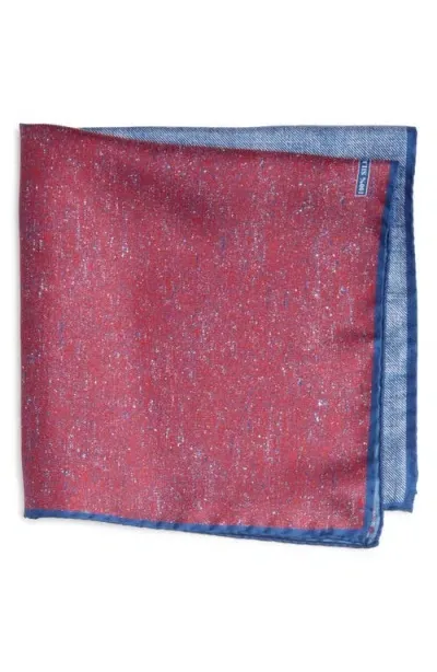 Nordstrom Four Panel Silk Pocket Square In Burgundy