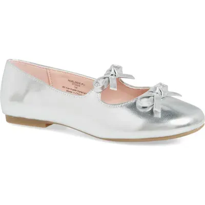 Nordstrom Kids' Elodie Bow Flat In Silver Metallic