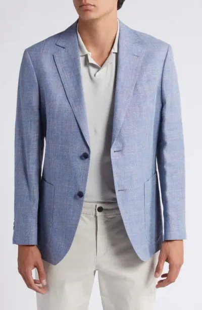 Nordstrom Linen & Cotton Mélange Sport Coat In Blue Crosshatch