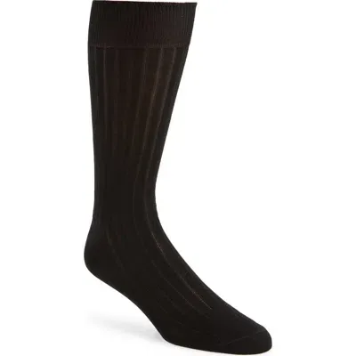 Nordstrom Ribbed Cotton Blend Dress Socks In Black