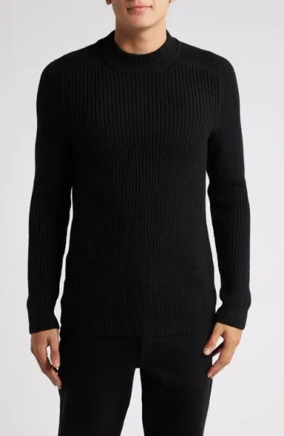 Nordstrom Shaker Stitche Merino Wool Sweater In Black Rock