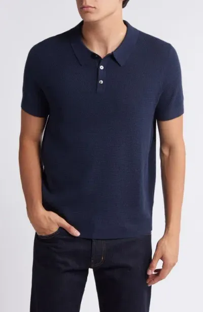 Nordstrom Short Sleeve Coolmax® & Wool Polo Sweater In Navy Blazer