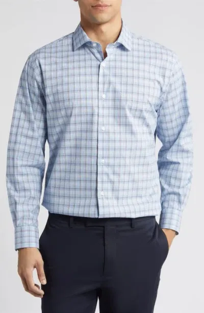 Nordstrom Tech-smart Traditional Fit Plaid Performance Dress Shirt In Blue - White Alvaro Plaid