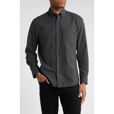 Nordstrom Tech-smart Trim Fit Check Stretch Button-down Shirt In Grey Dark Charcoal Heather