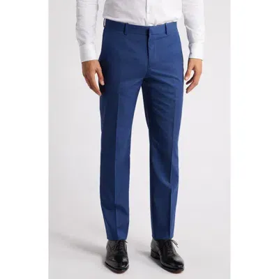 Nordstrom Trim Fit Flat Front Wool Dress Pants In Blue Cestino Weave