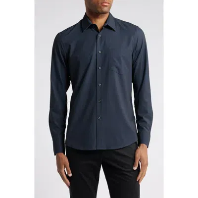 Nordstrom Trim Fit Mini Houndstooth Stretch Button-up Shirt In Black- Navy B Mini Hounds