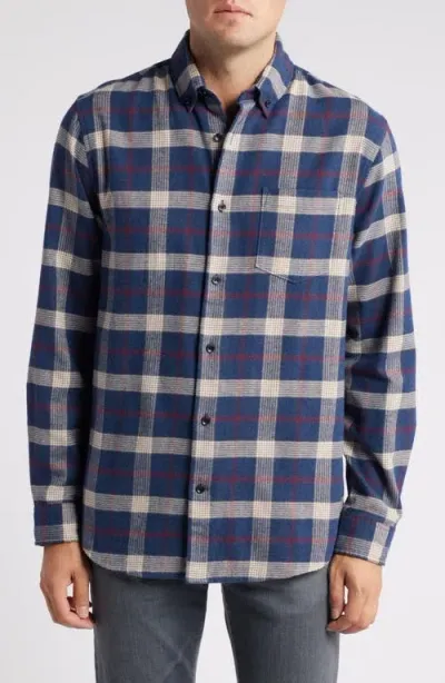 Nordstrom Trim Fit Plaid Flannel Button-down Shirt In Blue