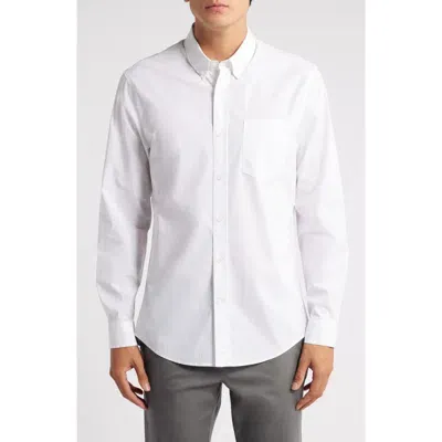 Nordstrom Trim Fit Solid Stretch Button-down Shirt In White