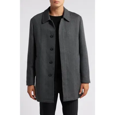 Nordstrom Wool Herringbone Coat In Grey Herringbone Grande