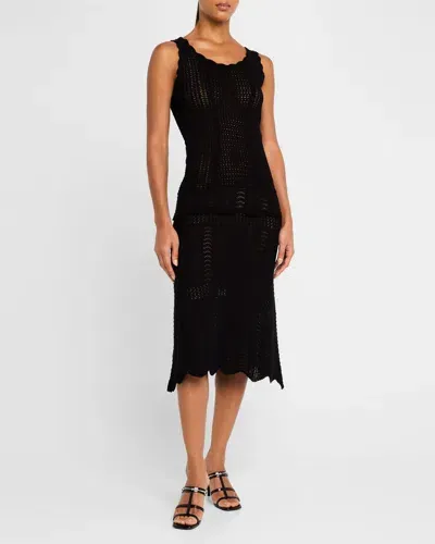 Norma Kamali Crochet Scoop-neck Tank Dress In Black