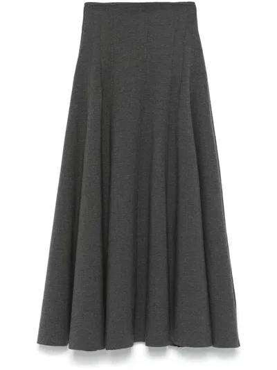 Norma Kamali Grace Midi Skirt In Grey