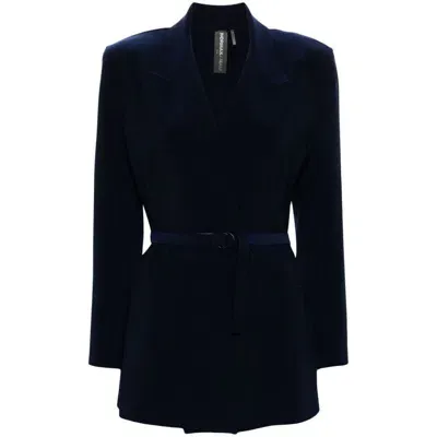 Norma Kamali Peak-lapels Double-breasted Blazer In Blue