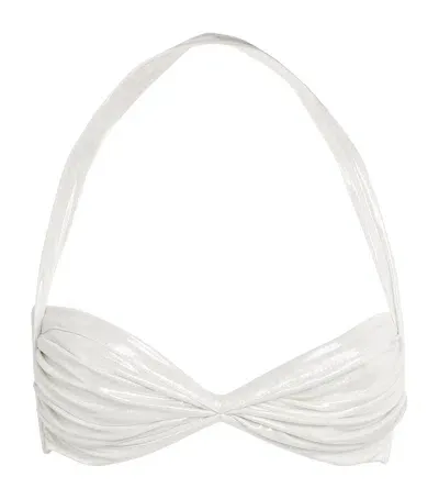 Norma Kamali Lamé Bikini Top In White