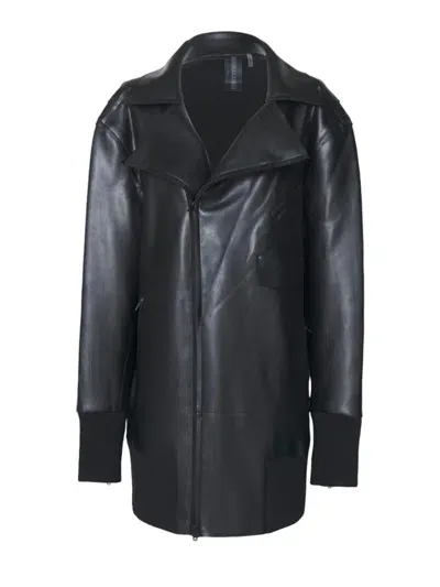 Norma Kamali Oversized Motorcycle Jacket Above The Knee In Black